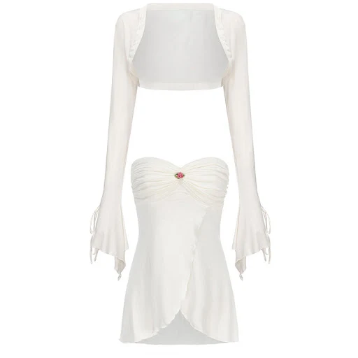 Title 18, Vestido com Corpete Transpassado, Manga Longa, ...