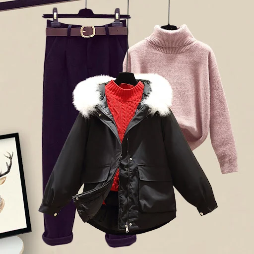 Title 16, Womens Padded Jacket Sweater Set Made Of Cotton