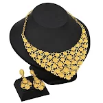 Conjunto Dubai Nupcial Banhado a Ouro 24K Colar e Brincos Duas Peças. Adicione Glamour e Elegância ao Seu Casamento. — foto 13