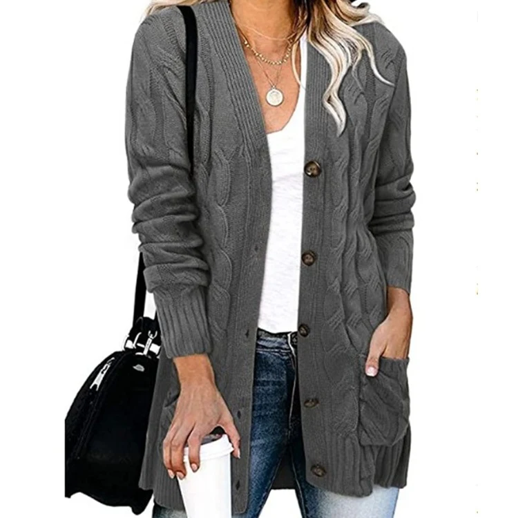 Title 17, Autumn and Winter Womens Casual Knitted Button...