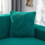 Capa de almofada de malha nórdica com folha grande e jacquard de cor pura. Adicione estilo e conforto à sua casa com este item elegante. — foto 1