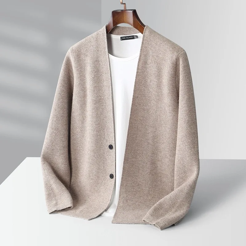 Cardigã Masculino Casual de Lã com Botões Duplos Casaco de Tricô para Homens Conforto e Estilo em um Suéter Perfeito — foto 19