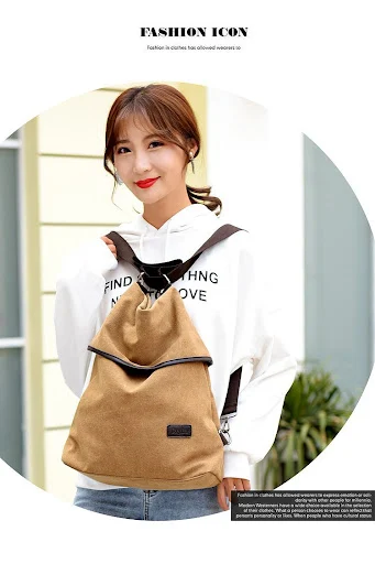 Title 5, Mode eenvoudige casual canvas rugzak, perfect v...
