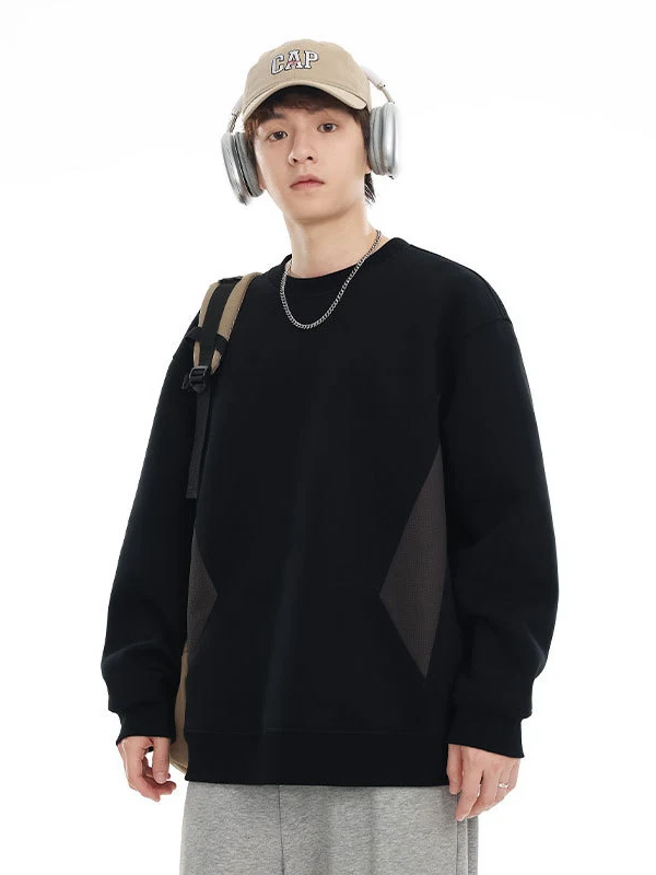 Title 2, Mens Retro Contrast Color Round Neck Sweater C...