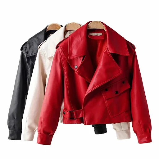 Title 5, Giacca da moto in pelle da donna con risvolto c...