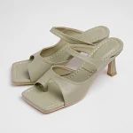 Green All Over Toe Fashion High-Heeled Sandals Slippers with Square Toe and Stiletto Heels for Women. Stylish and comfor — photo 5