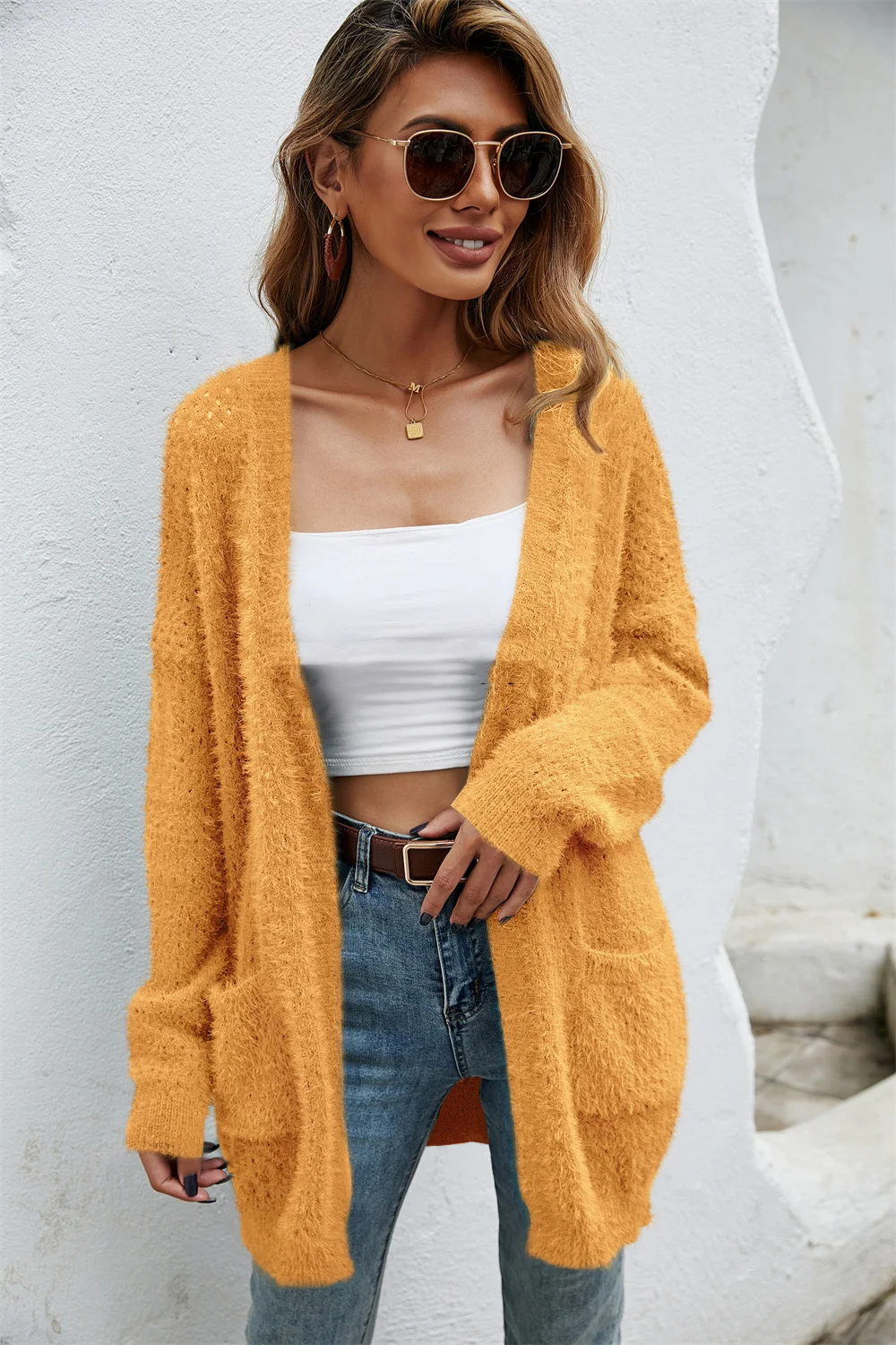 Title 6, Womens Plus Size Knitted Cardigan Mid-length C...