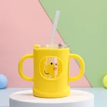 Children's Silicone Milk Cup Insulated Microwave Oven Glass Cute With Scale Heating Household Drinking Cup Set — photo 4