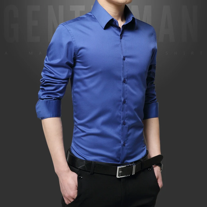 Camicia business casual a maniche lunghe con colletto all'italiana, taglio slim fit, per un look elegante e professionale. — foto 10