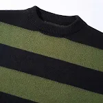 Men's Contrast Color Striped Autumn Winter Loose Round Neck Pullover Sweater. All-matching, comfortable and versatile fo — photo 2