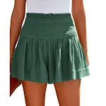 Pantaloncini estivi da donna in lino e cotone, a vita alta con pieghe, tinta unita, casual e perfetti per la primavera e l'estate. — foto 12