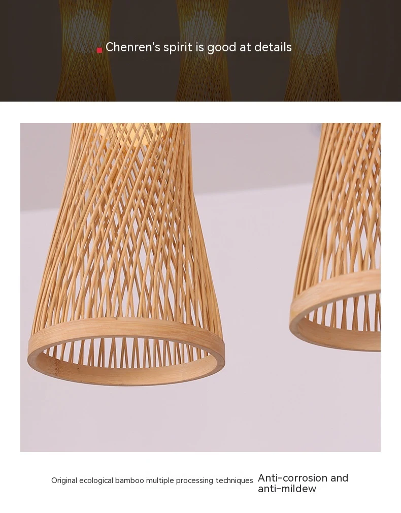 Title 1, Japanese New Chinese Style Bamboo Chandelier, a...