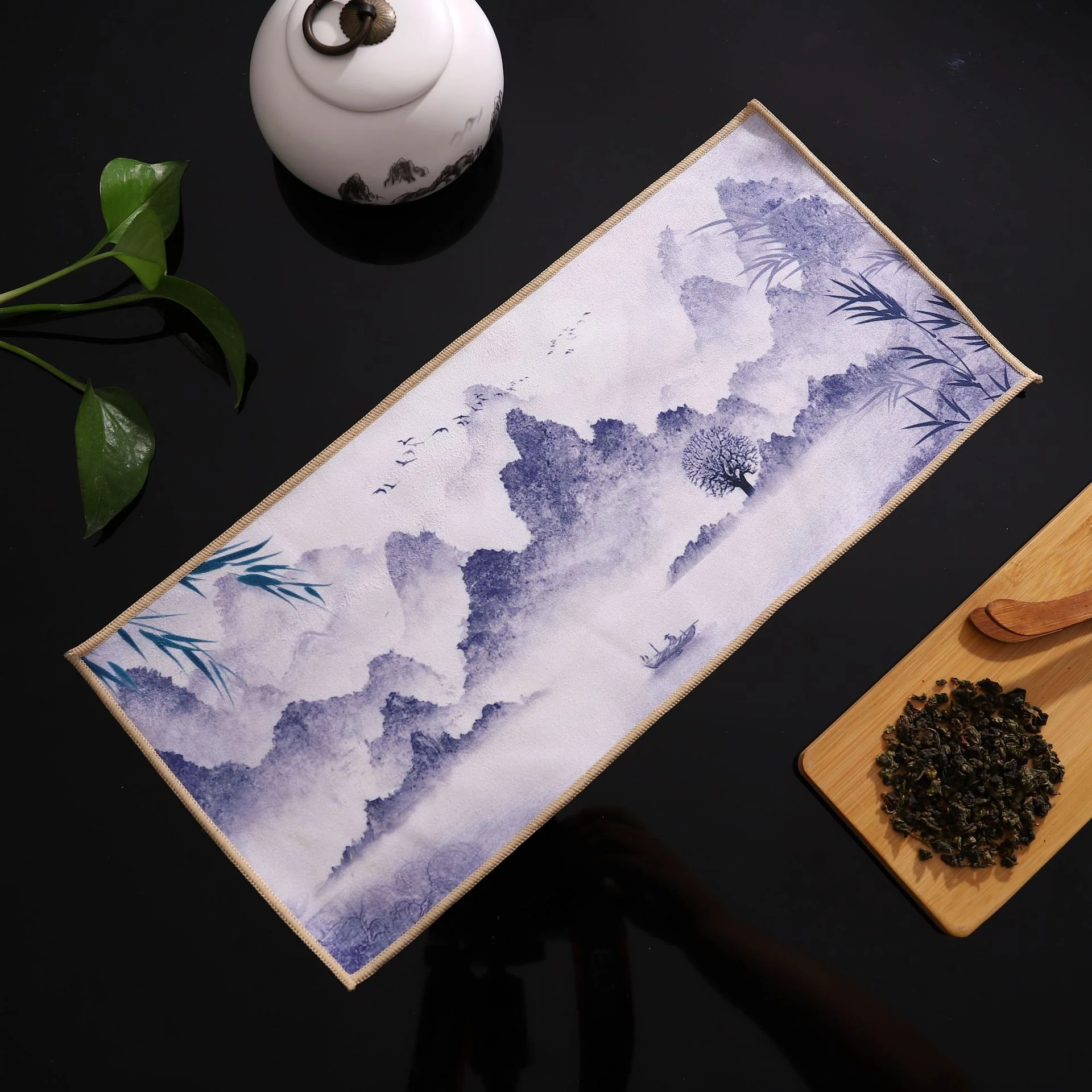 Deerskin Velvet Zen Towel Tea Cloth Ancient Style Painted Absorbent National Fashion Perfect for Tea Ceremony Rituals El — photo 8