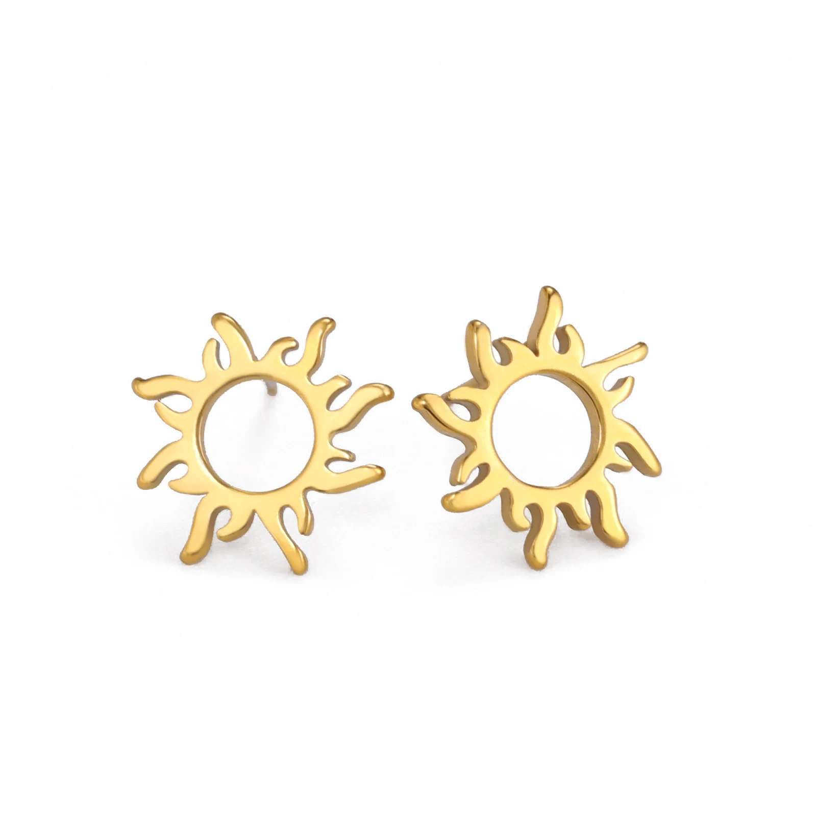 Brincos Totem Sol Boêmio Aço Inoxidável Padrão Geométrico. Acessório de moda feminino, design moderno e elegante, estilo boêmio para realçar o visual. — foto 15