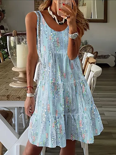 Title 3, Casual Fashion Floral Print Loose Round Neck Sl...