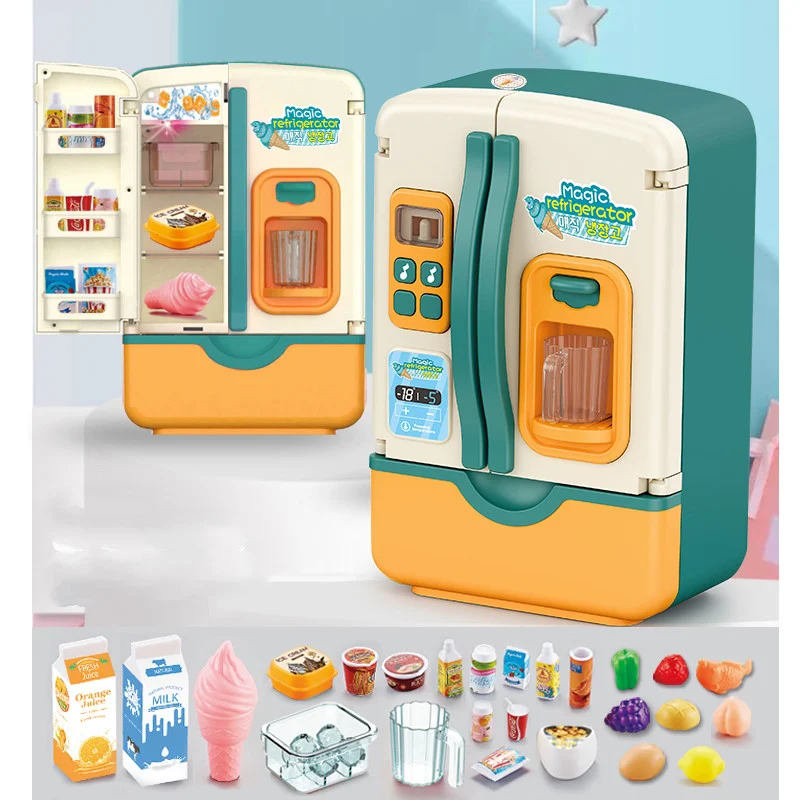 Geladeira Dupla Spray de Simulação Pretend To Play, brinquedo interativo realista com dispenser de água e gelo para pequenas cozinhas. — foto 4