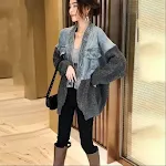 Design Stitching Denim Jacket Women's Knitted Cardigan — photo 1
