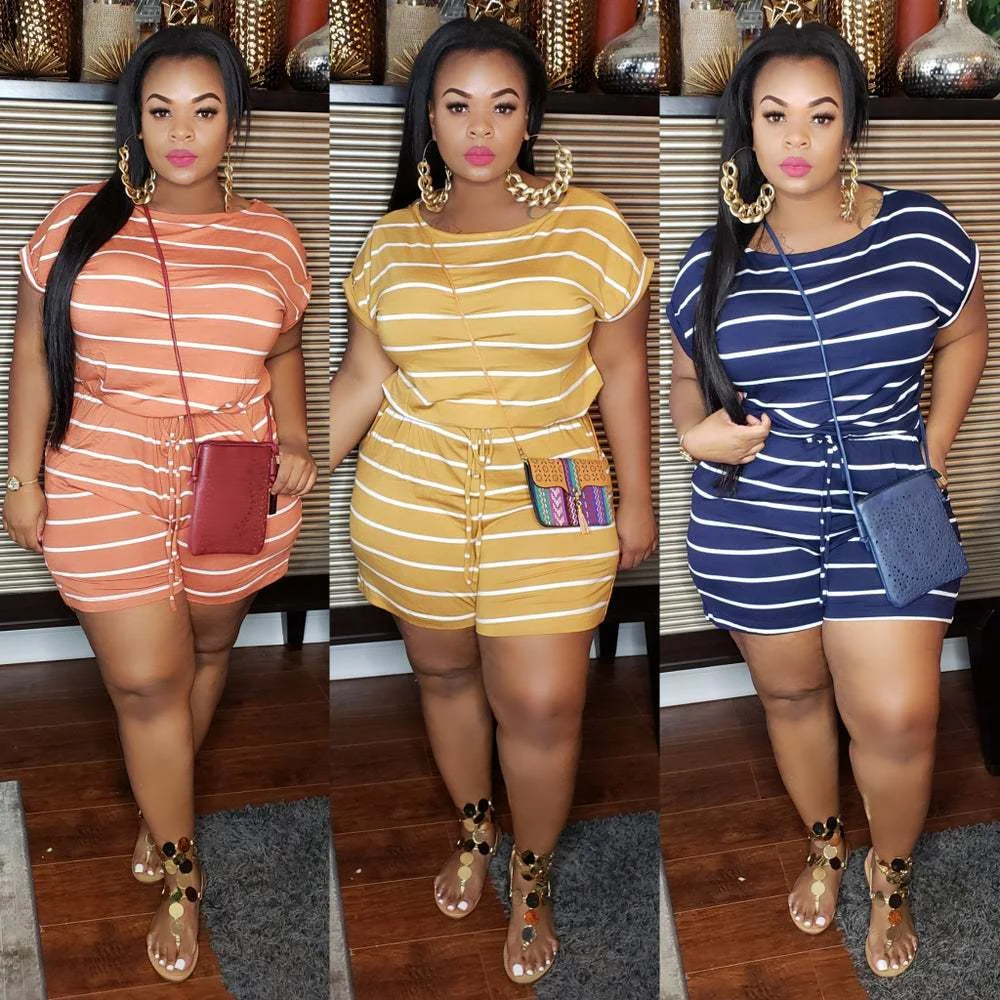 Title 4, Loose Fit Striped Digital Print Womens Jumpsuit