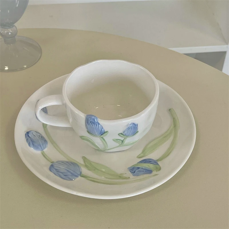 Relief Three-dimensional Tulip Retro French Ceramic Dinner Plate Breakfast Bowl. Elevate your dining experience with ele — photo 5