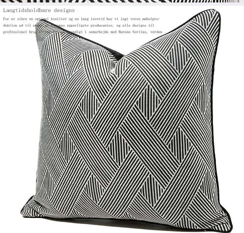 Capa de almofada listrada em preto e branco para sala, quarto, villa, hotel e B&B. Adicione um toque elegante e moderno à sua decoração. — foto 3
