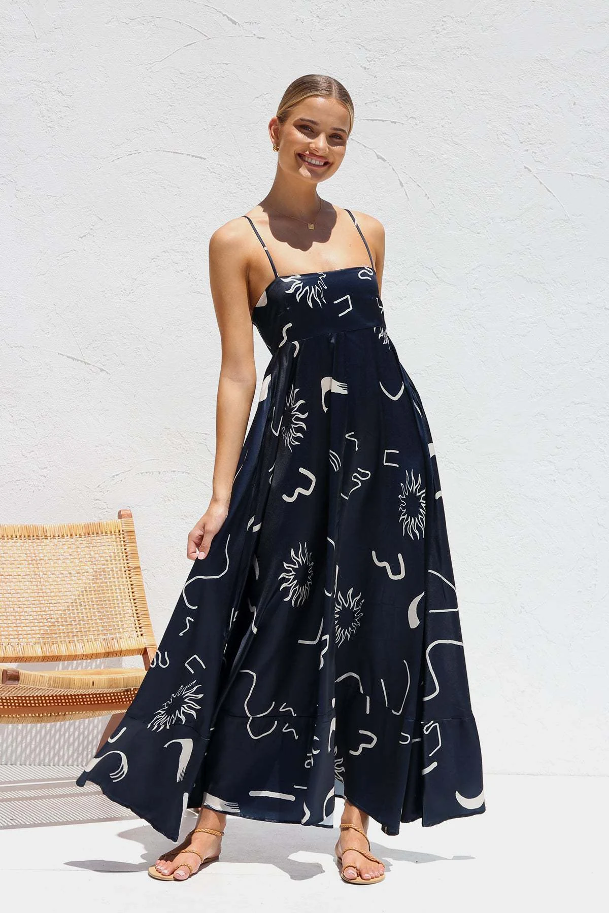 Title 11, Summer Fashion Printed Backless Sling Dress