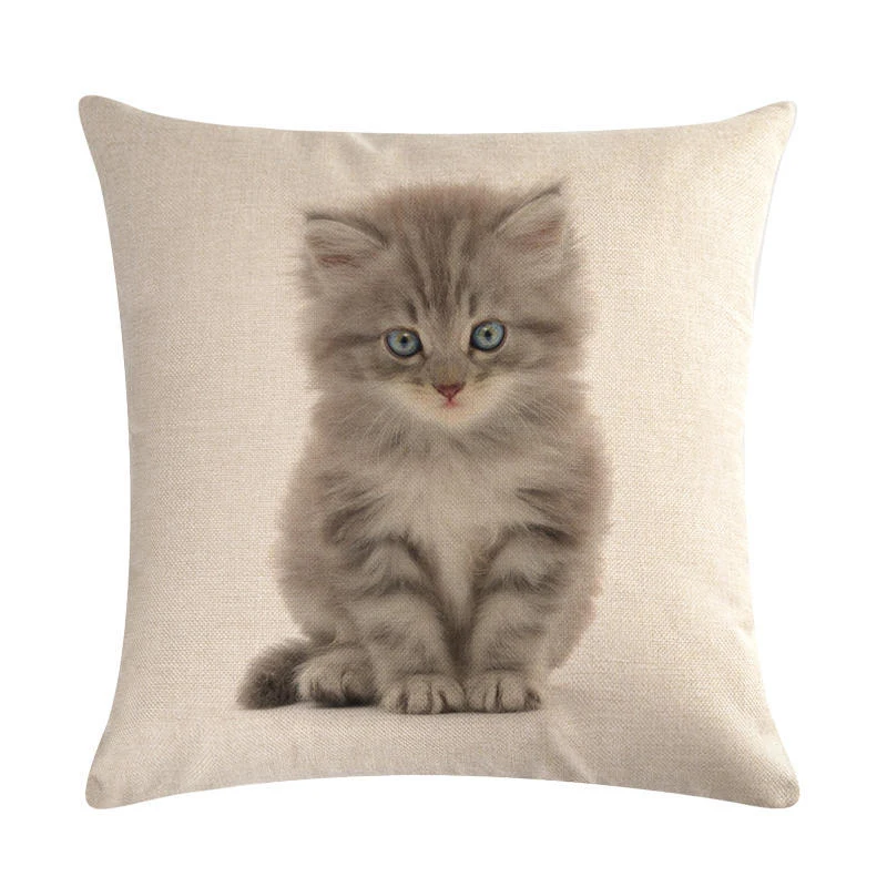Capa de almofada de linho com gatinho fofo, ideal para sofá ou cama, toque macio e decorativo, adiciona conforto e estilo para sua casa — foto 23