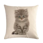 Capa de almofada de linho com gatinho fofo, ideal para sofá ou cama, toque macio e decorativo, adiciona conforto e estilo para sua casa — foto 23