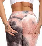 Ženske joga pantalone sa tie-dye i žakard šarom, udobne i rastegljive, idealne za jogu, pilates i vežbanje. — foto 2