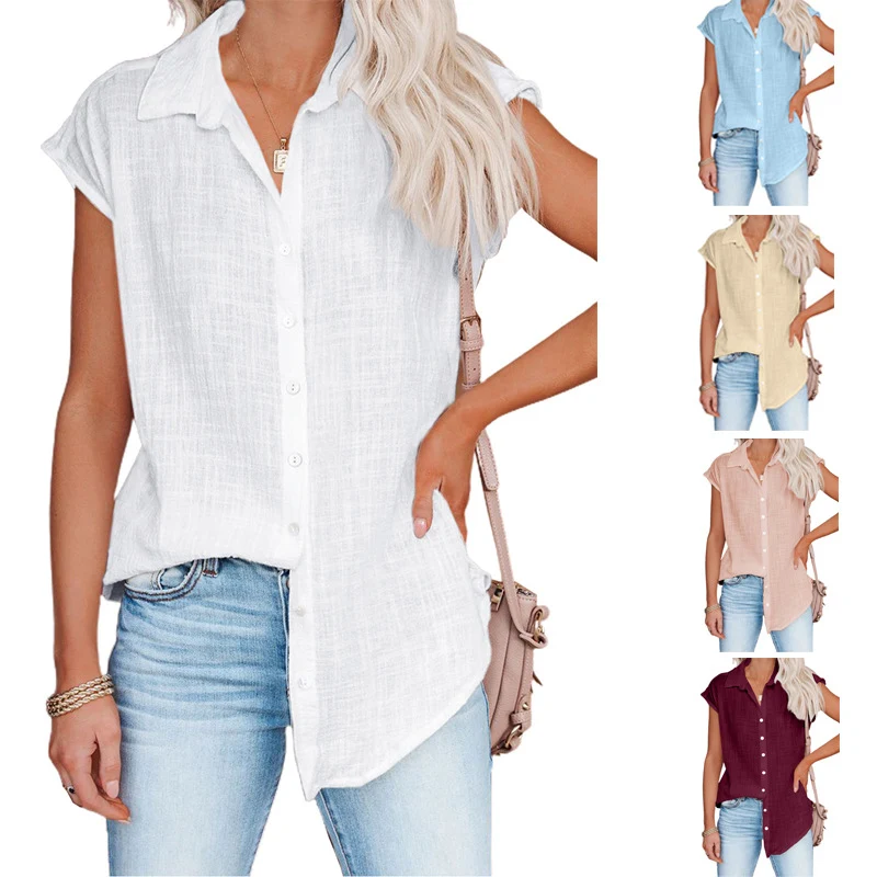 Title 2, Womens Single Breasted Loose Casual Short Slee...
