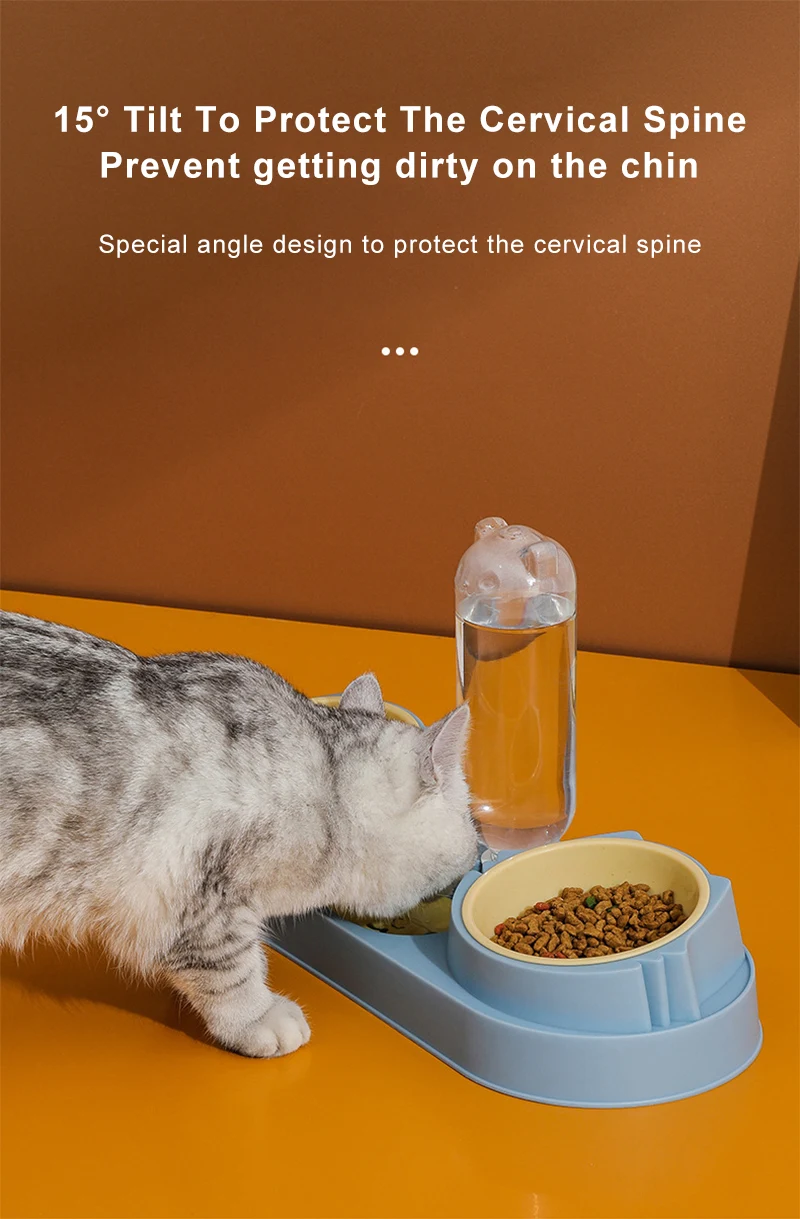 Title 4, Double Dog Cat Feeding Bowls with Water Dispens...