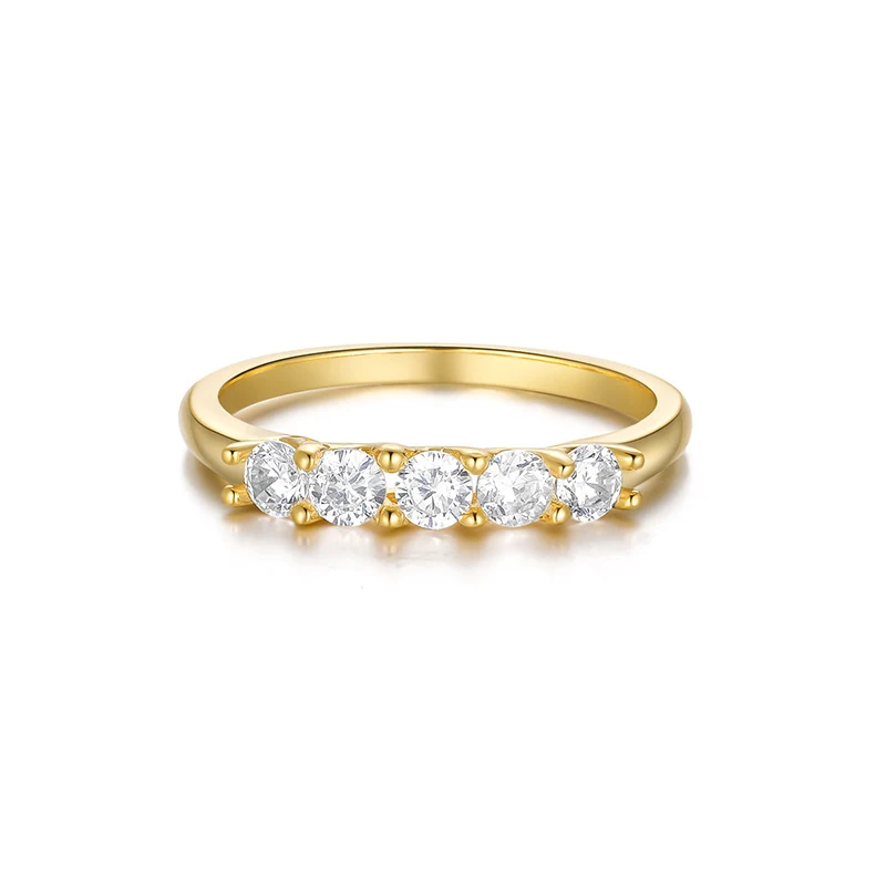 Title 4, Anel de luxo fashion com diamantes em fileira ú...