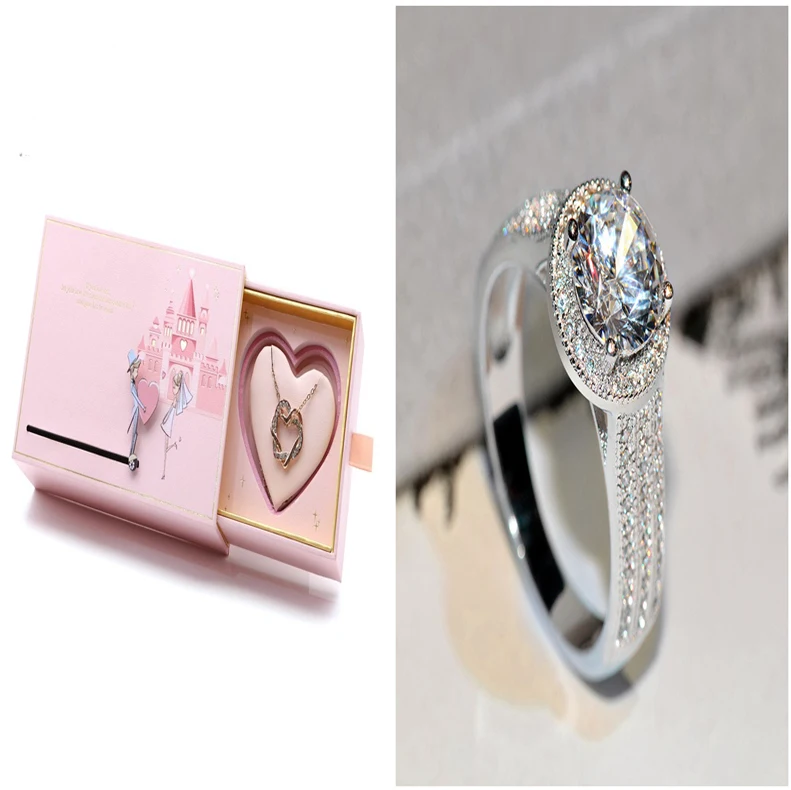 Anel de diamante Lotus clássico para casamento. Anel de noivado elegante e atemporal, com diamantes brilhantes, para celebrar o amor eterno. — foto 4