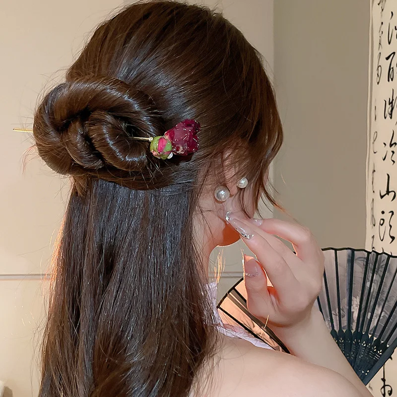 Grampo de cabelo Retro Rose Pearl Novo Estilo Chinês, um acessório elegante com pérolas, perfeito para adicionar um toque de charme oriental ao seu penteado. — foto 6