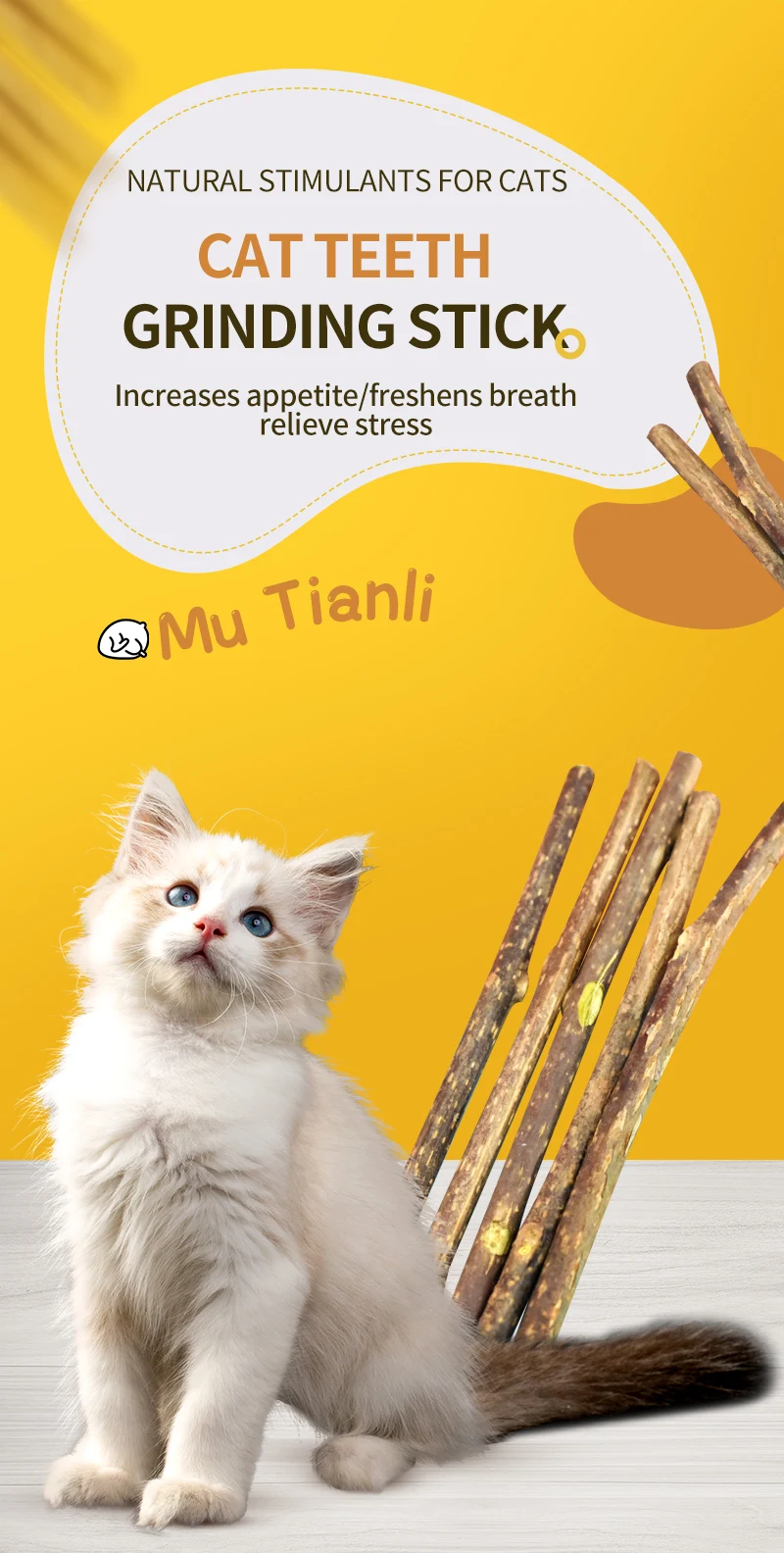 Title 2, Cat Molar Stick Natural Catnip Teeth Cleaning T...