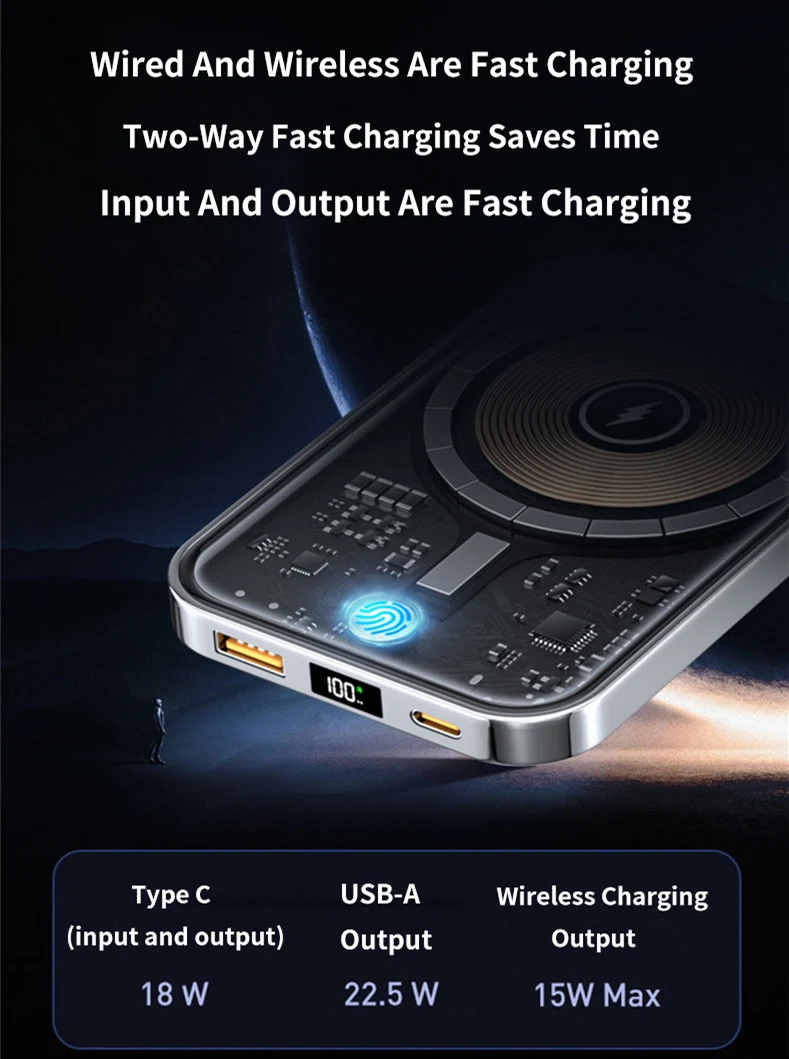 Title 6, Transparent Magnetic Power Bank 22.5W Fast Char...