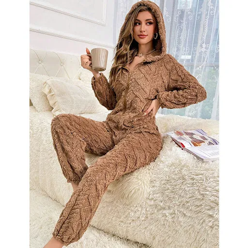 Title 6, Casual Home Warm Coral Fleece One-piece Pajamas...