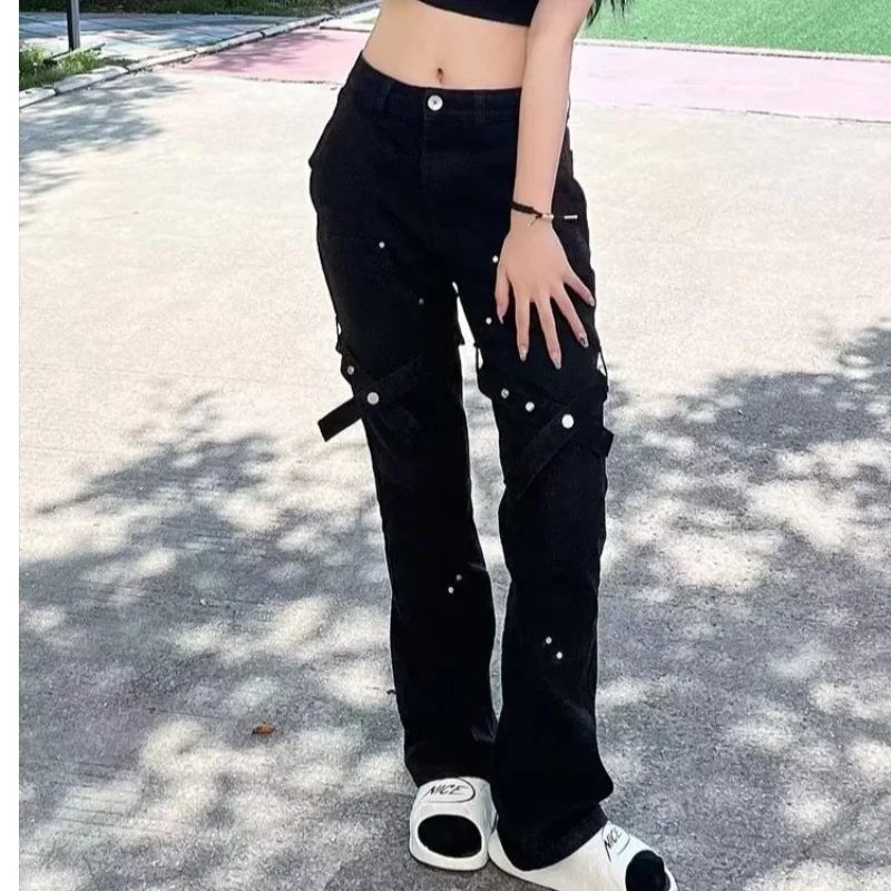 Vintage Strapping Design kleine rechte losse jeans, perfect voor een casual en comfortabele look. Ideaal voor dagelijks gebruik en een vleugje retro stijl. — foto 4