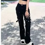 Vintage Strapping Design kleine rechte losse jeans, perfect voor een casual en comfortabele look. Ideaal voor dagelijks gebruik en een vleugje retro stijl. — foto 4