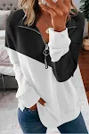 Pulôver com zíper em cor contrastante, blusa solta e versátil de manga comprida — foto 6