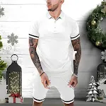 Mens Short Sets 2 Piece Outfits Polo Shirt Fashion Summer Tracksuits Casual Set Short Sleeve and Shorts Set for Men — photo 7
