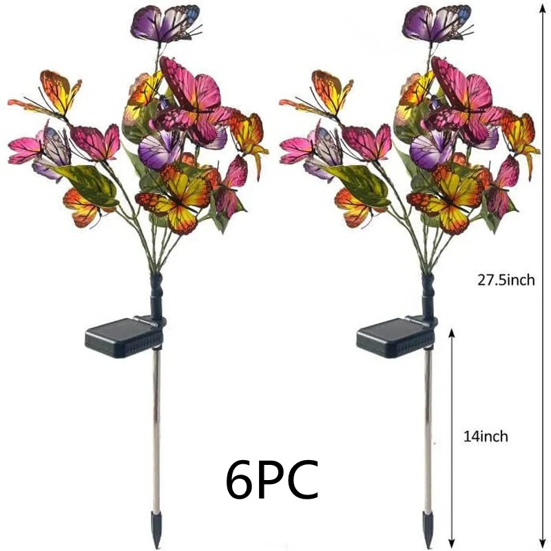 Luminária solar LED árvore borboleta, quatro cores, perfeita para jardim, decoração externa e criar um ambiente mágico e charmoso. — foto 5