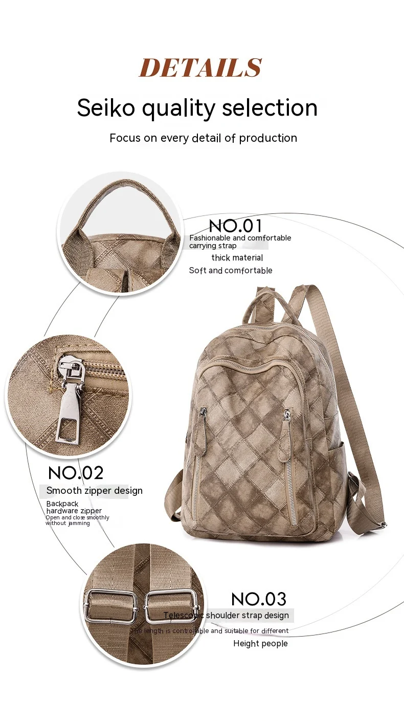 Title 4, Mochila Feminina Casual Retrô de Couro Macio co...