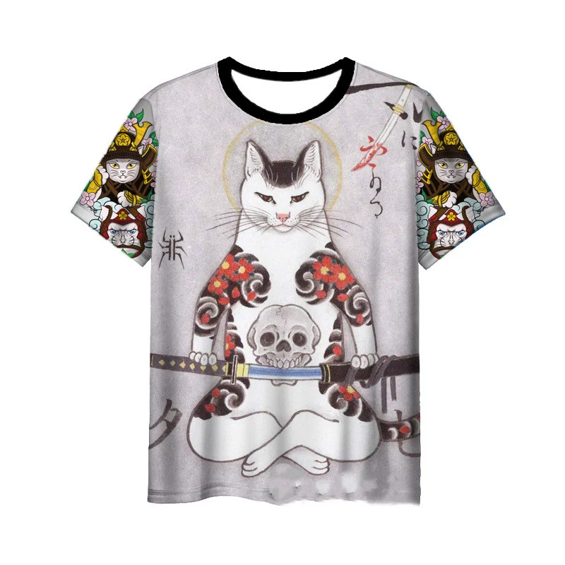 Title 2, Japanese Samurai Cat 3D Digital Printing Mens ...