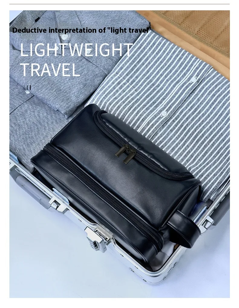 Title 4, Leather Cosmetics Storage Bag Travel Toiletry B...