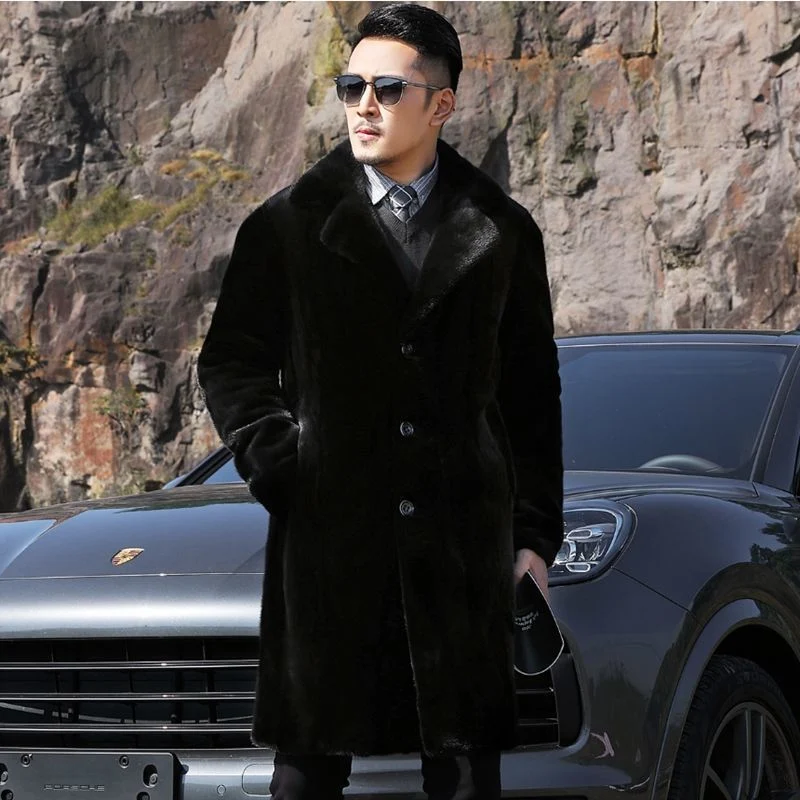 Title 8, Mens Thick Mid-length Faux Leather Jacket prov...
