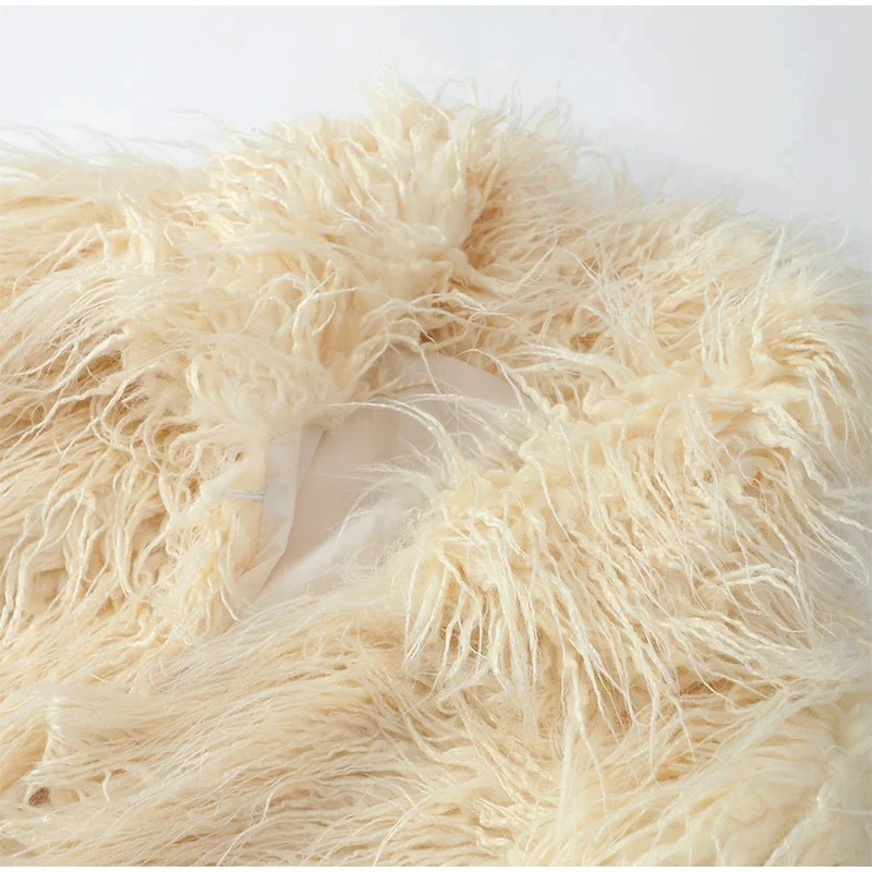 Title 5, Solid color short fur warm long sleeves coat fo...
