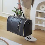Grote Opvouwbare Leren Reistas voor Pakken met Schouderriem, Beschermt Kleding tijdens Reizen, Handig en Stijlvol, Ideaal voor Zakenreizen. — foto 10
