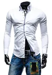 New Men's Double-layer Collar Access Control Edge Casual Slim-fit Long-sleeved Shirt, assorted colors, providing both co — photo 31