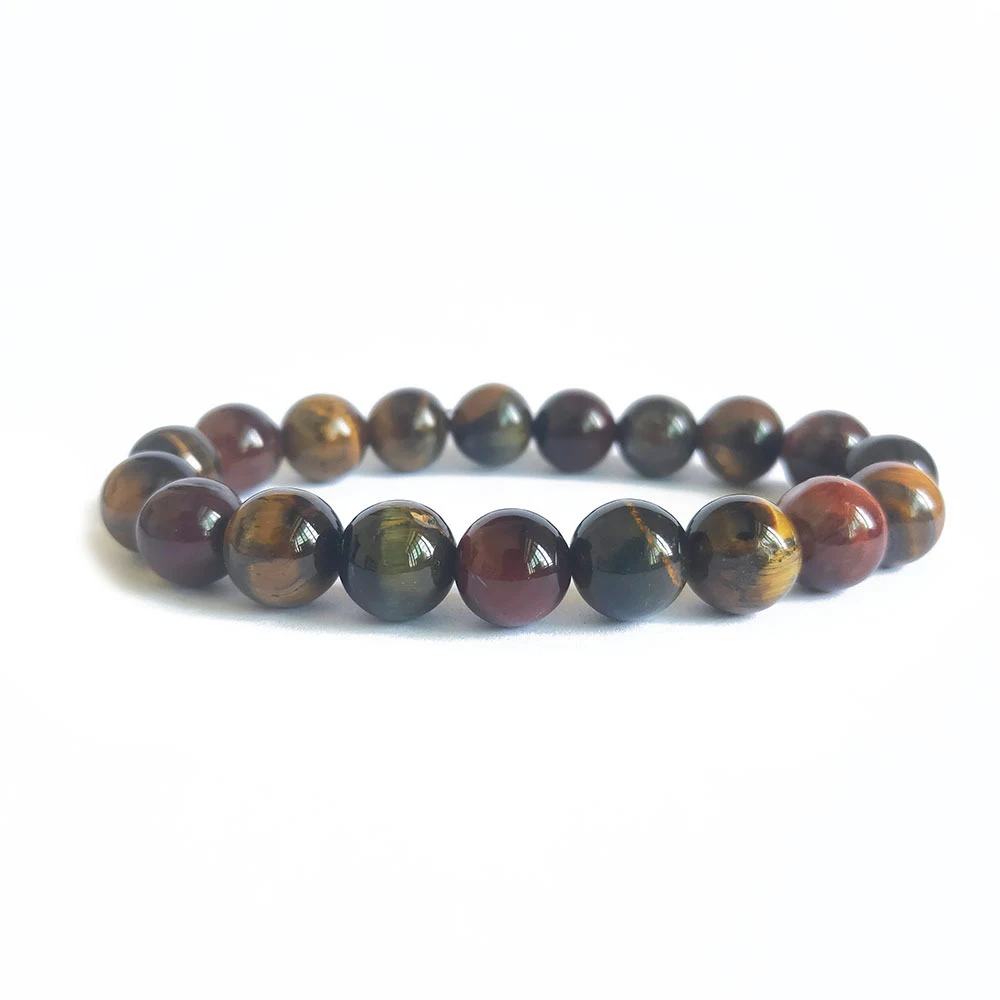 Pulseira Olho de Tigre Tricolor Pedra Natural. Proporciona Equilíbrio, Proteção e Energia Positiva. Atrai Boa Sorte e Harmonia. — foto 1