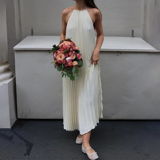 Title 6, Halter Backless Sexy Straight Pleated Dress